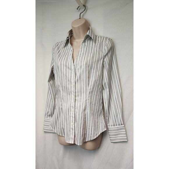 Express Design Long Sleeve Striped Black/White Shirt Size Small - Picture 3 of 7